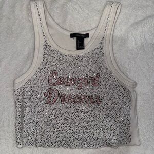 Forever 21 White bedazzled Crop Top